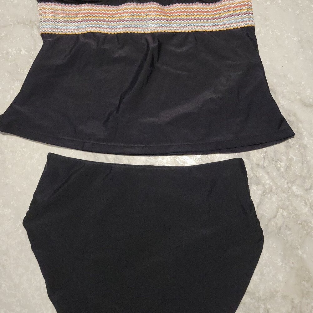Yonique Black Tankini Set | XXL Top & Large Bottoms | NWT